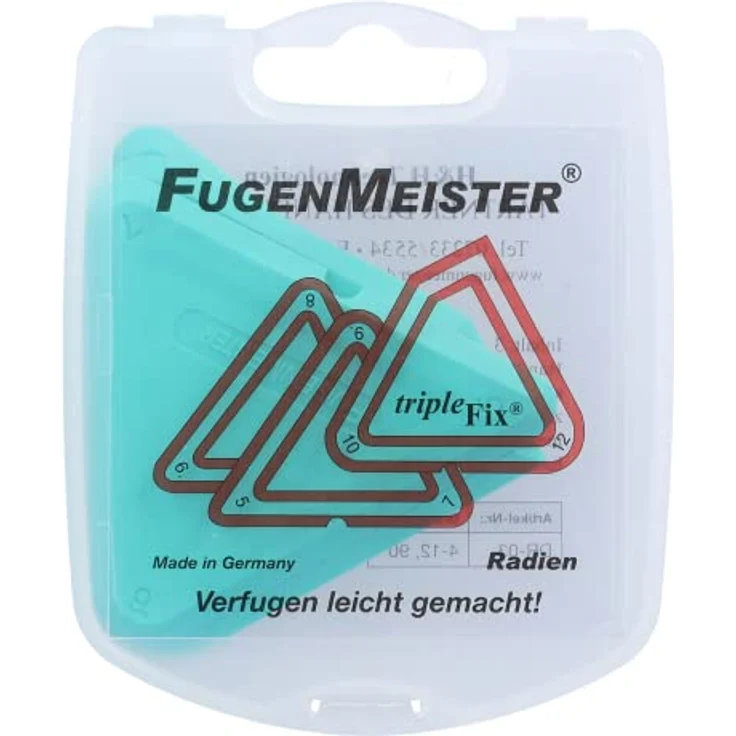 FUGENMEISTER Fugenmeister Schablonensatz TripleFix Radien - Fugenglätter Fugenabzieher für Silikon & Acryl, ideal für Küche und Bad, 3er Packung, Größe 4/6/8, 5/7/9, 10/12/90° – Bild 5