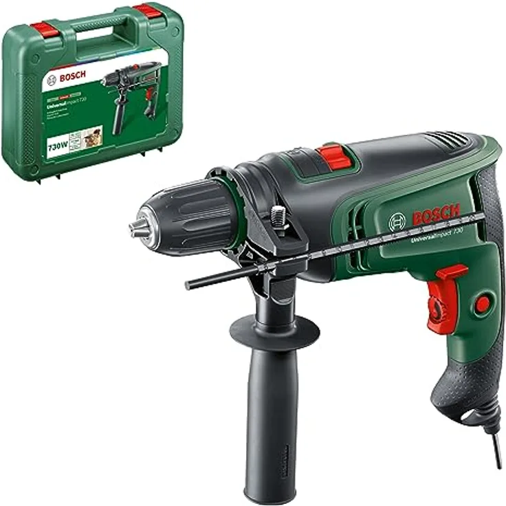 Bosch Schlagbohrmaschine UniversalImpact 730, Präzisionsbohren in Mauerwerk, Holz und Stahl, 730-Watt-Motor, im Koffer