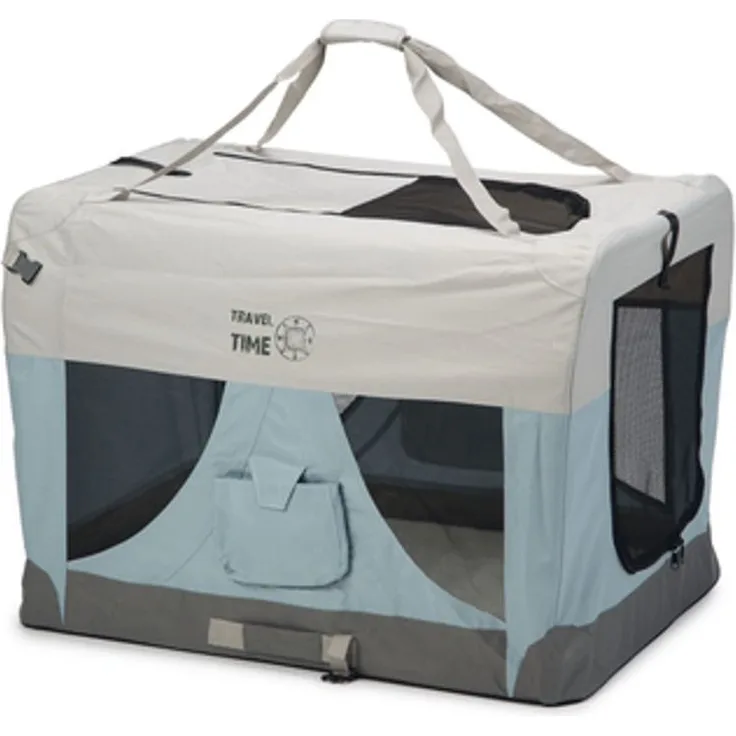 Beeztees Hunde-Transportbox Travel Time - Nylon - 91x63x63 cm, inkl. Schaffellmatte