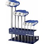 NORDWEST Stiftschlüsselsatz 8-tlg. SW 2-10 mm, mit 2-Komponenten-Griffen im Metall-Werkbankständer PROMAT