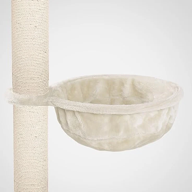 HAPPYPET Universal XL Liegemulde für Kratzbaum Ø 40cm, Große Schlafmulde, Stabiler Metallrahmen, 440g Plüsch, Ersatz-Liegemulde belastbar bis 15kg, Creme – Bild 1