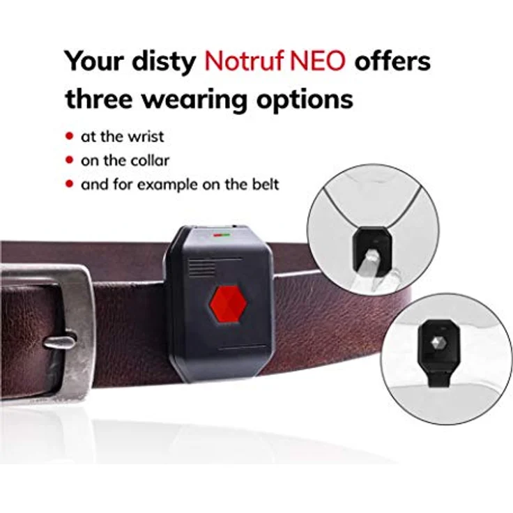 DistyNotruf NEO mobiles Notfallarmband für Zuhause - Notrufarmband spritzwasserfest als Telefon für Senioren Hausnotruf Seniorentelefon Notfallknopf Notrufknopf inkl. Clip und Halskette - Preisvergleich – Bild 6