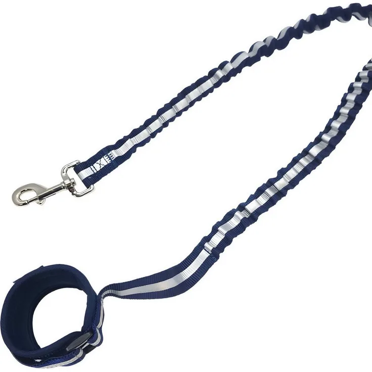 Nobby Joggingleine Elastic, Stretchleine für Hunde mit Reflektorstreifen, blau