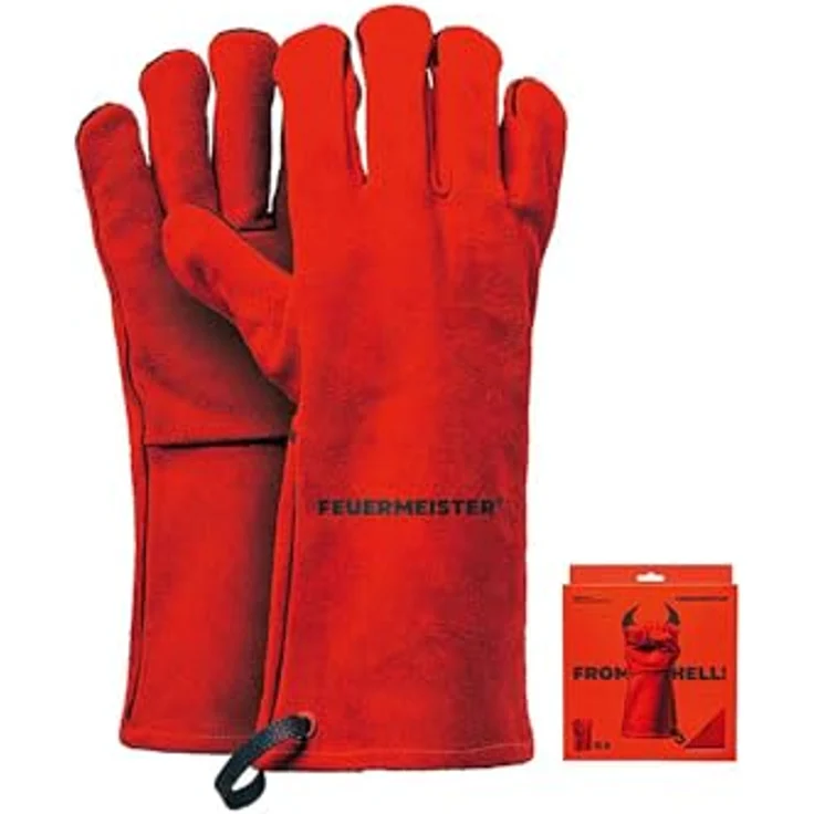 Feuermeister Premium BBQ Grillhandschuh aus hochwertigem Leder in Rot, 1 Paar – Bild 2