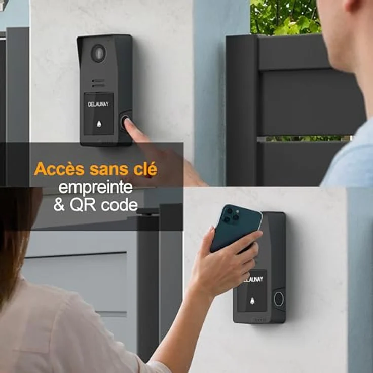 Extel Video-Türsprechanlage Dgital Connect, 7-Zoll-Touchscreen mit 2-Draht-Technik, schwarz, mit Fingerabdruck- und QR-Code-Zugriff – Bild 3