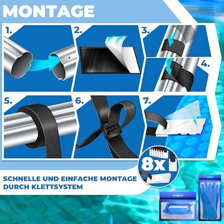 KESSER Pool Aufroller Premium Aufrollsystem 3m - 5,70m Mit Rädern für Solarplane mobiles Aufrollvorrichtung für Poolplane & Abdeckung inkl. Bänder witterungsbeständiges Material Silber - Schwarz – Bild 5