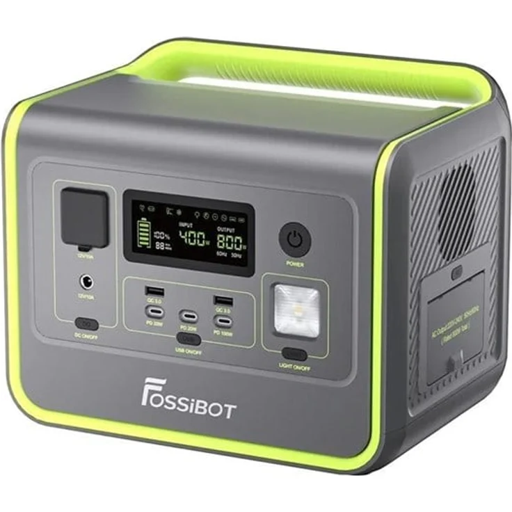 FOSSiBOT FOSSIBOT F800, Tragbare Powerstation mit 800W Dauerleistung, 512Wh LiFePO4-Akku, grün