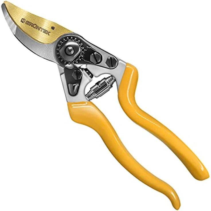 GRÜNTEK Gartenschere Premium Bypass-schere Z-25, Titan beschichtete SK5 Klinge, Rebschere Ergonomisch 215 mm, Antihaftbeschichtet – Bild 1