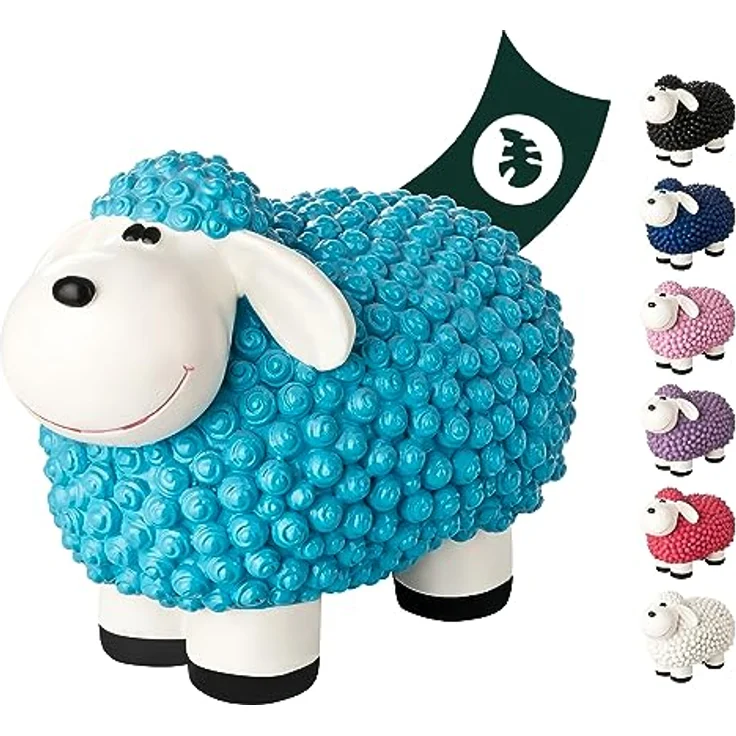 VERDOBA Mini Deko Schaf Molly, wetterfeste Gartenfigur aus Kunstharz, Pastell Blau, 21 x 12,5 x 16,5 cm – Bild 1
