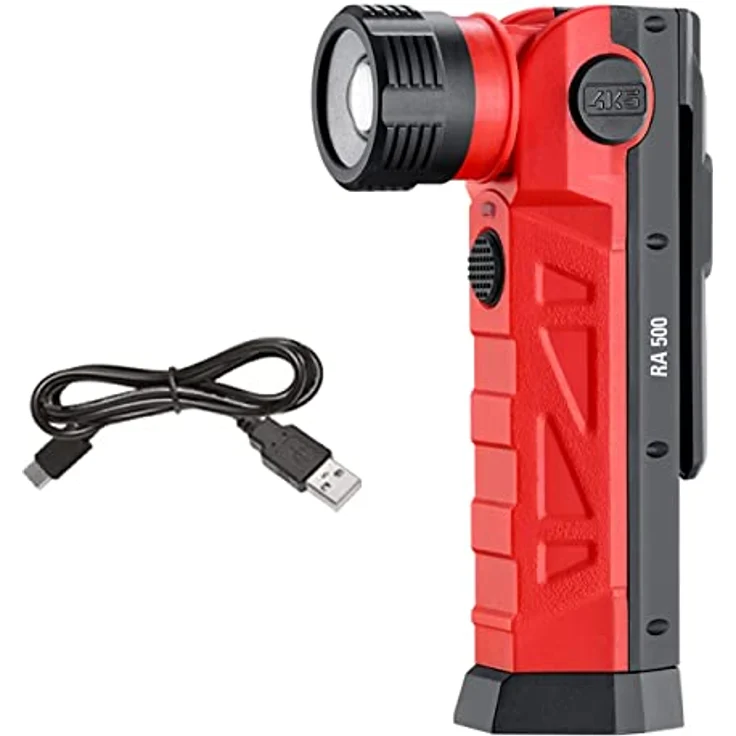 4K5 Tools Handlampe RA 500 (LED-Lampe, Leuchtkraft 500 Lumen, mit Magnet, schwenkbarer Leuchtkopf, vier Leuchtstufen, Arbeitslampe aufladbar über USB-C) – Bild 1