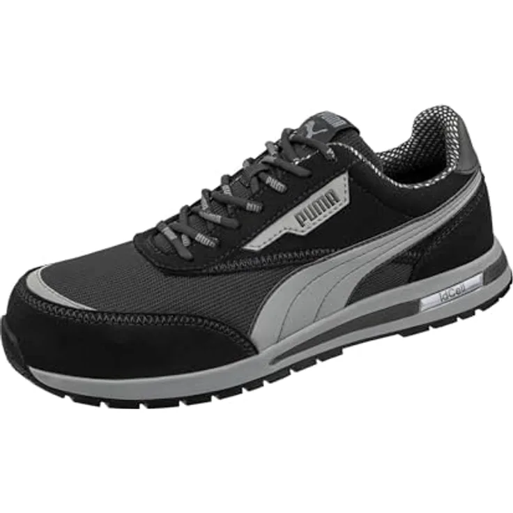 PUMA Safety RIDER BLK LOW, Sicherheitsschuh mit Fiberglaskappe und flexibler FAP®-Durchtrittschutz, schwarz