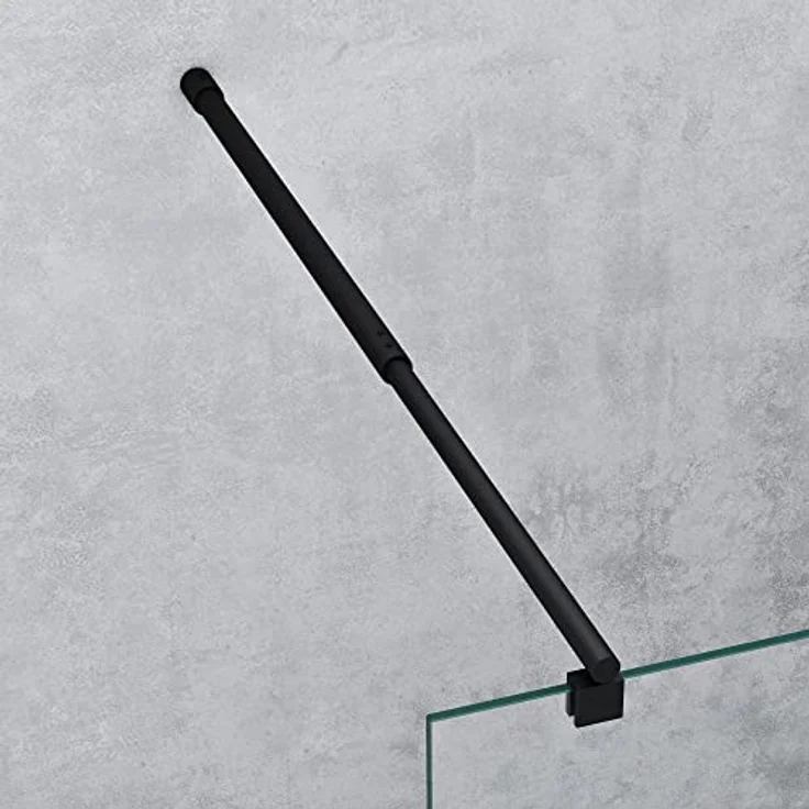 Mai & Mai Duschwand Bremen2, Walk-In Duschabtrennung 150x200cm, Schwarz, 10mm ESG-Sicherheitsglas, NANO-Beschichtung, beidseitig montierbar, inkl. Stabilisator BRAM1 – Bild 3