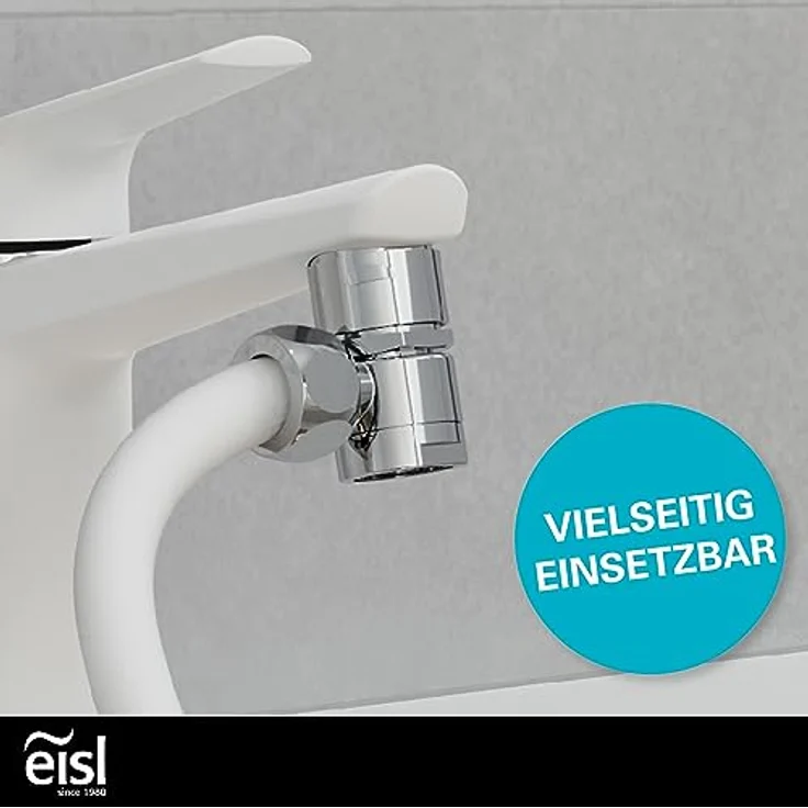 Eisl Duschbrause, Waschbeckenbrause (1 Strahlarten) in Weiß - Anti-Kalk-Düsen, flexibler Brauseschlauch, Universaladapter – Bild 5