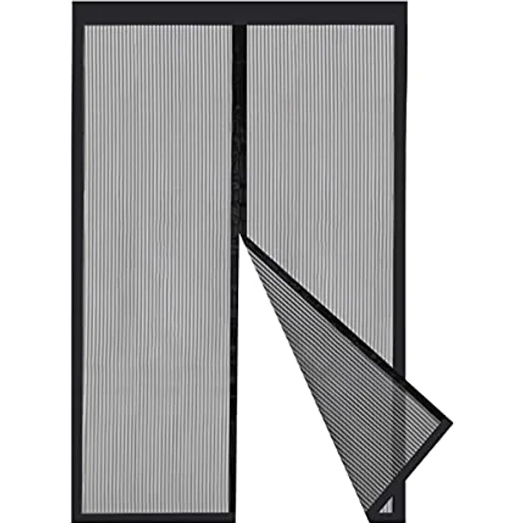 Sekey Magnet Fliegengitter Tür ohne Bohren Katzensicher, Türvorhang Balkon Magnetvorhang, Insektenschutz Fliegenschutz mit Verbreitertem Klebeband 130x220cm, Schwarz
