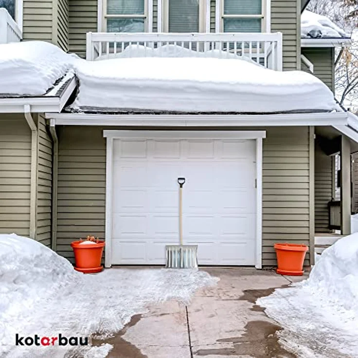 KOTARBAU® Schneeschaufel Schneeschieber 50cm mit Holzstiel Verstärkt Aluminium Schild mit Ergonomischem Griff 139 cm – Bild 3