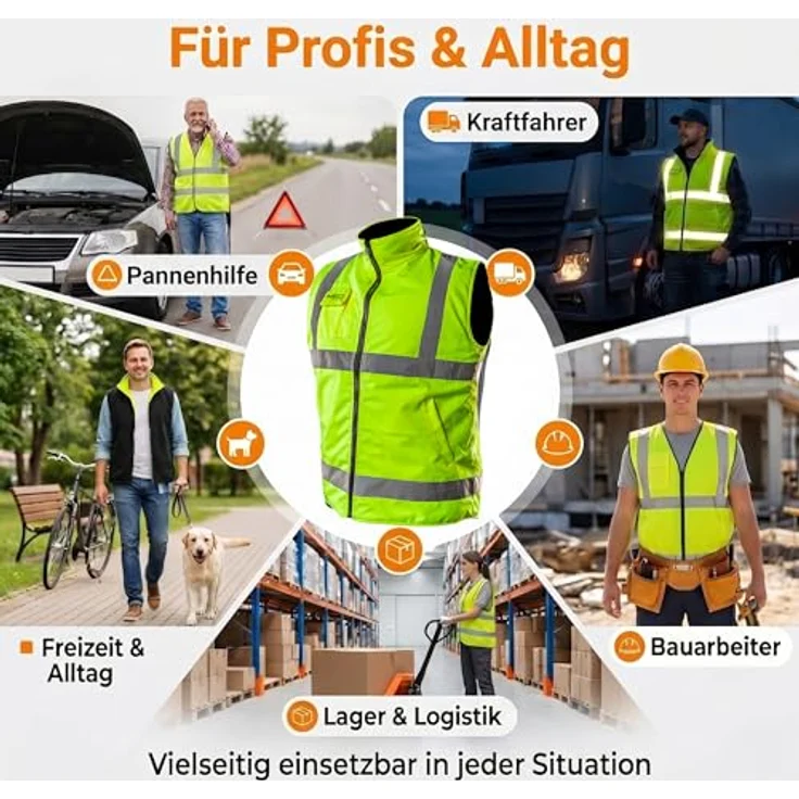 2 in 1 Profi Warnweste, Fleeceweste L – Bild 7