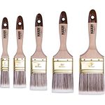 HARDY WORKING TOOLS Flachpinsel-Set 5-teilig, 1 Stück – 25, 35, 50, 60, 75 mm Breite, Malerpinsel Set mit Holzgriff, Lackpinsel Serie *45*, 5PCS, Pinselset A0282-050100