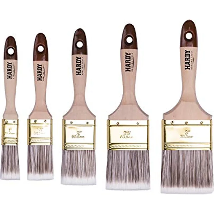 HARDY WORKING TOOLS Flachpinsel-Set 5-teilig, 1 Stück – 25, 35, 50, 60, 75 mm Breite, Malerpinsel Set mit Holzgriff, Lackpinsel Serie *45*, 5PCS, Pinselset A0282-050100