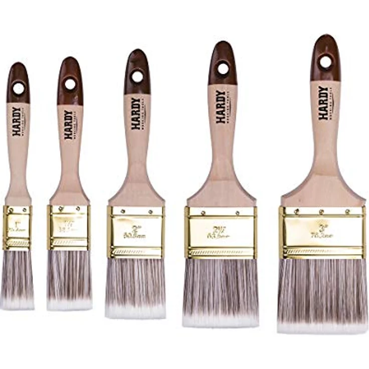 HARDY WORKING TOOLS Flachpinsel-Set 5-teilig, 1 Stück – 25, 35, 50, 60, 75 mm Breite, Malerpinsel Set mit Holzgriff, Lackpinsel Serie *45*, 5PCS, Pinselset A0282-050100 – Bild 1