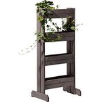 dobar® 58373FSCe Vertikales Blumenbeet Massivholz | Vertikales Hochbeet mit 4 Pflanzkästen | Vertikalbeet für Garten/Terrasse/Balkon | Blumentreppe inkl. Pflanzfolie | 55 x 40 x 125 cm | Anthrazit