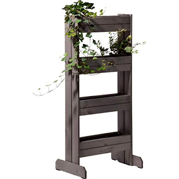 dobar® 58373FSCe Vertikales Blumenbeet Massivholz | Vertikales Hochbeet mit 4 Pflanzkästen | Vertikalbeet für Garten/Terrasse/Balkon | Blumentreppe inkl. Pflanzfolie | 55 x 40 x 125 cm | Anthrazit – Bild 1