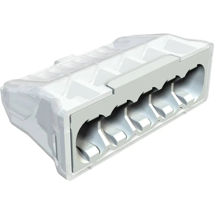 OBO Bettermann 2054507 61 525 LGR Steckklemme, flexible Verbindung für eindrähtige Leiter, 5 Polzahl, lichtgrau RAL 7035