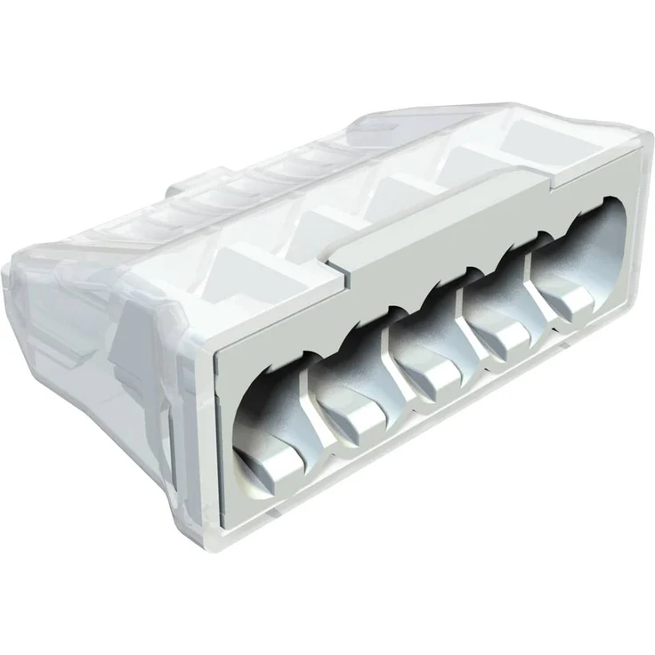 OBO Bettermann 2054507 61 525 LGR Steckklemme, flexible Verbindung für eindrähtige Leiter, 5 Polzahl, lichtgrau RAL 7035