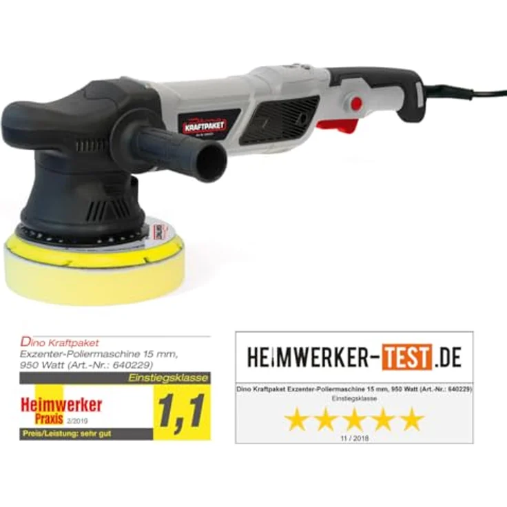 DINO KRAFTPAKET Poliermaschine Exzenter 950W 15mm Hub Digitale Anzeige 640229 – Bild 2