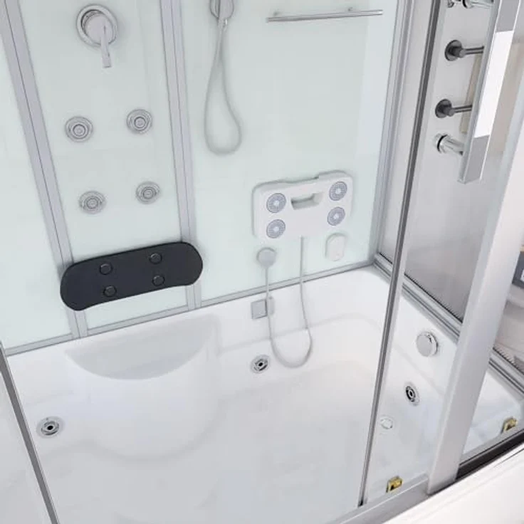 Home Deluxe Dampfdusche DIAMOND BIG Weiß - inkl. Radio, Regendusche und komplettem Zubehör - 190 x 100 x 220 cm, Dampfsauna, Badewanne, Whirlpool – Bild 7