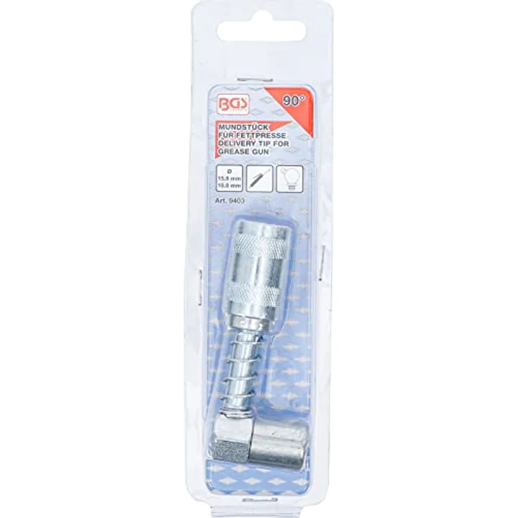 BGS 9403 | Mundstück für Fettpresse | abgewinkelt | Schmiermittelaufsatz | Hand Fettpresse, Fettpressenrohr Adapter | Schmierpresse Anschluss Nippel – Bild 4