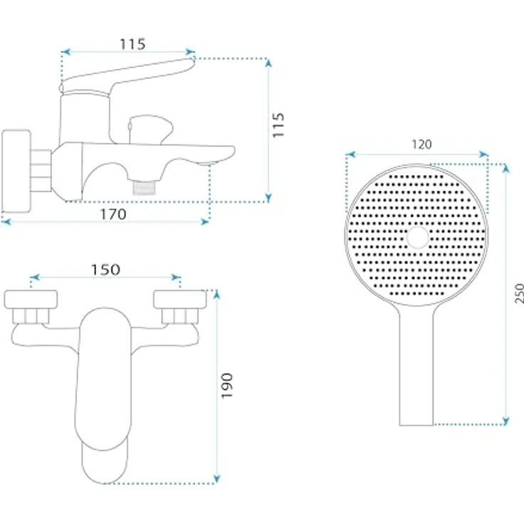 wohnwerk.idee Wannenarmatur Badewannenarmatur Gold Matt Gebürstet, Einhebelmischer mit integrierter Handbrause und flexiblen Schlauch – Bild 8