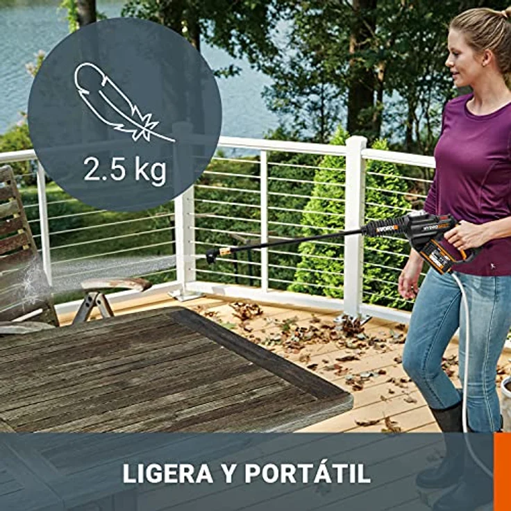 Worx WG630E.9 Akku Hydroshot 20V Mobiler Hochdruckreiniger inkl. 6m Schlauch, Verlängerung für Lanze, Flaschenadapte, Schnellverbinder-Ohne Akku und Ladegerät, 20 V, Schwarz, Orange – Bild 5