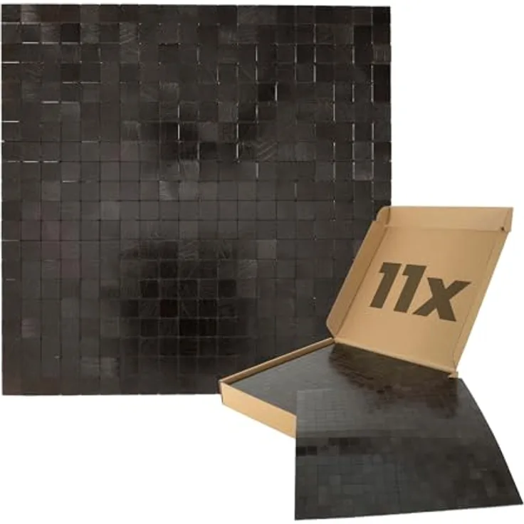 Dalsys 11x 3D-Wandpaneele Aluoptik, selbstklebend, 1m², Dunkelbraun, pflegeleicht und robust