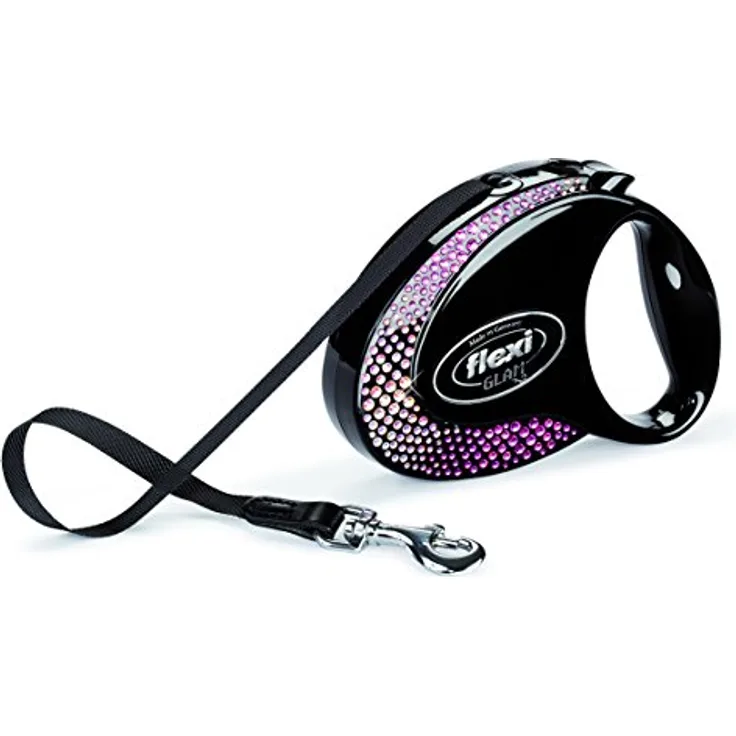 Flexi Glam Composition with Swarovski crystals M - Hund Rückziehbare Leine - 5 m - Schwarz (M, Hund, Allgemein), Halsband + Leine