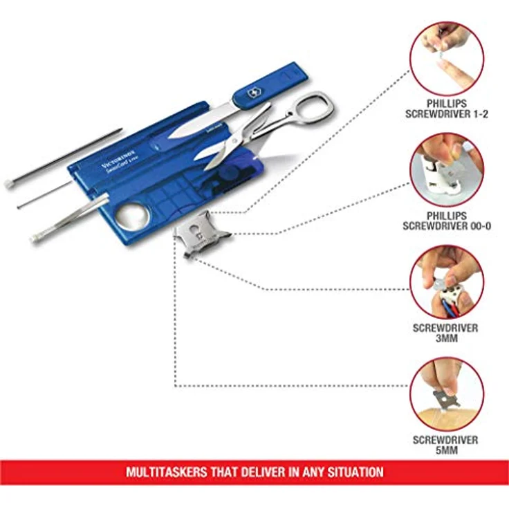 Victorinox Taschenmesser Swiss Card Lite (13 Funktionen, LED-Licht, Lupe) blau transparent – Bild 5
