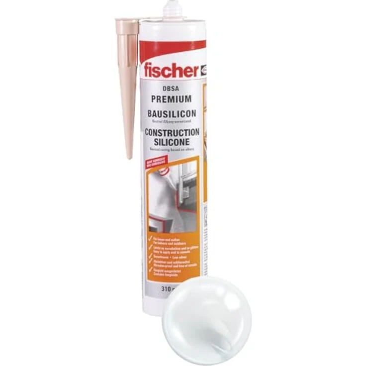 fischer DBSA TP - Premium Bausilicon zur Verwendung bei Anschluss- und Dehnungsfugen im Innen- und Außenbereich, geruchsarme Dichtmasse, transparent, 310 ml - 1 Stück - Art.-Nr. 53090  – Bild 2