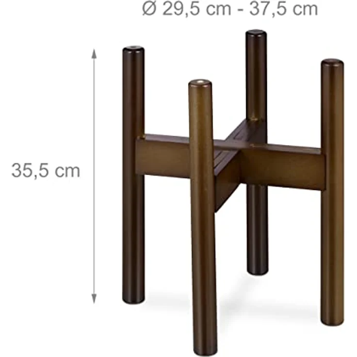 Relaxdays Pflanzenständer, Bambus Blumenständer im 2er Set, für Blumentöpfe bis 32 cm Ø, verstellbar & stapelbar, braun – Bild 4