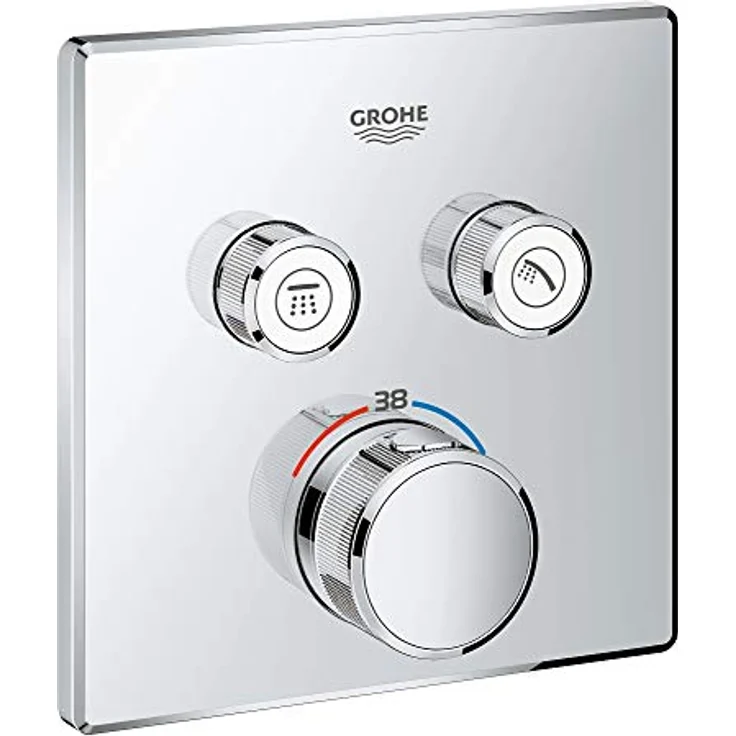 GROHE Grohtherm SmartControl Thermostat eckig Chrom, Unterputz-Thermostat mit 2 Absperrventilen, Sicherheitssperre und Volumensteuerung – Bild 1