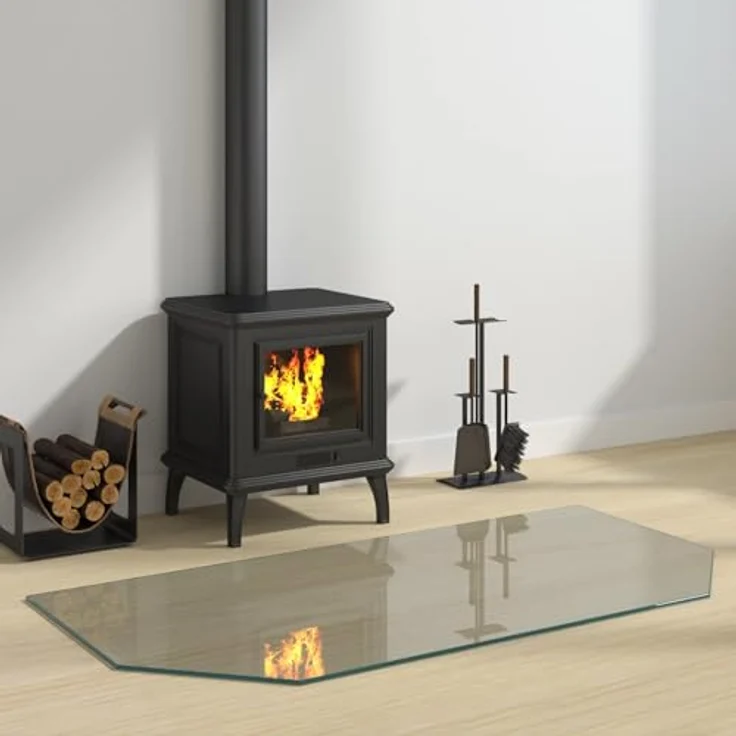 vidaXL Feuerstelle Glasplatte, Transparent 120 x 60 cm, Hitzebeständiges gehärtetes Glas mit polierter Kante – Bild 2