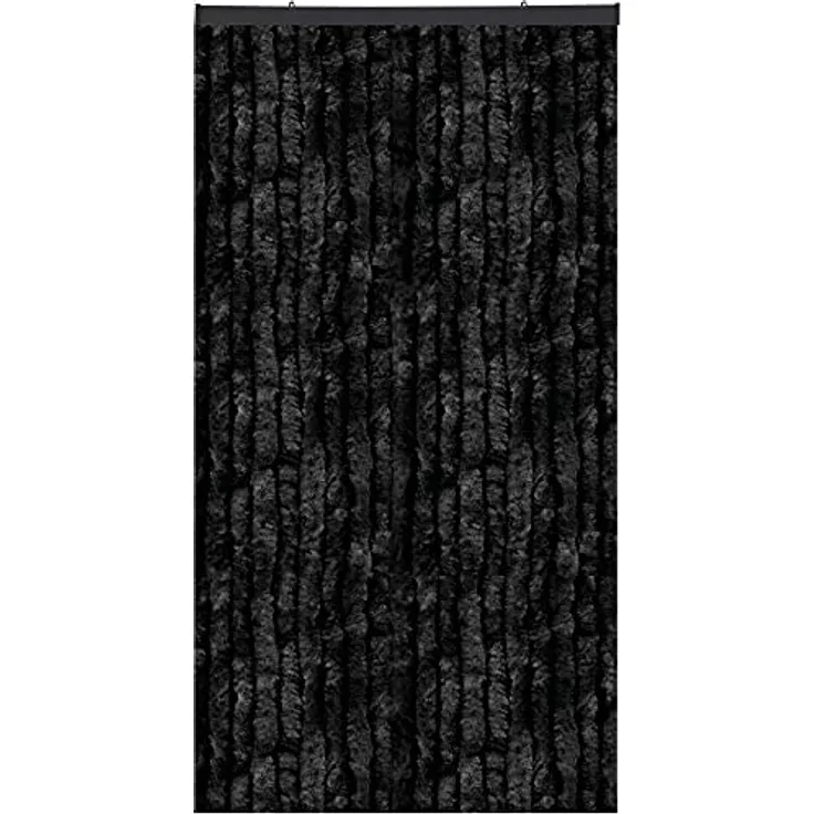 Bestlivings Flauschvorhang in Sondergröße - Türvorhang Breite: 140cm - Länge: 250cm, Schwarz