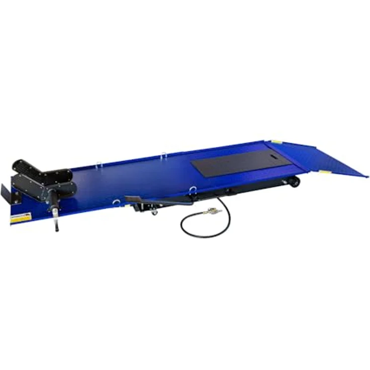 DeTec Motorradheber Hebebühne max. 450 kg, pneumatisch + hydraulisch, max. Hubhöhe 79 cm, Plattform 220 x 68 cm – Bild 5