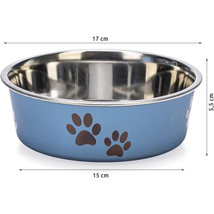 Karlie Ascar Hundenapf Edelstahl Blau, 450 ml, Durchmesser 12-14 cm, spülmaschinenfest, mit Anti-Rutsch-Gummiring – Bild 3