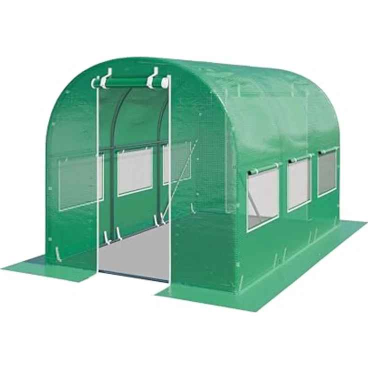 TOOLPORT Foliengewächshaus Gewächshaus 2x3m stabil & langlebig mit Fenster - reißfeste PE Plane 180g/m² grün transparent