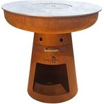 Dreamgarden Grill CIRCLE Feuerplatte mit Grillrost Feuerschale Feuerkorb Grillplatte Feuerstelle Grillring rostig Feuerplattengrill BBQ, Stahl S235JR rostig 820x820x810mm, 60.5kg