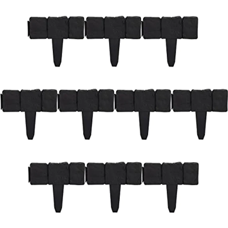 Relaxdays 40 x Beetzaun Steinoptik, Beetumrandung, HxB: 10x25 cm, Rasenkante zum Stecken, Kunststoff, Beeteinfassung, schwarz – Bild 1