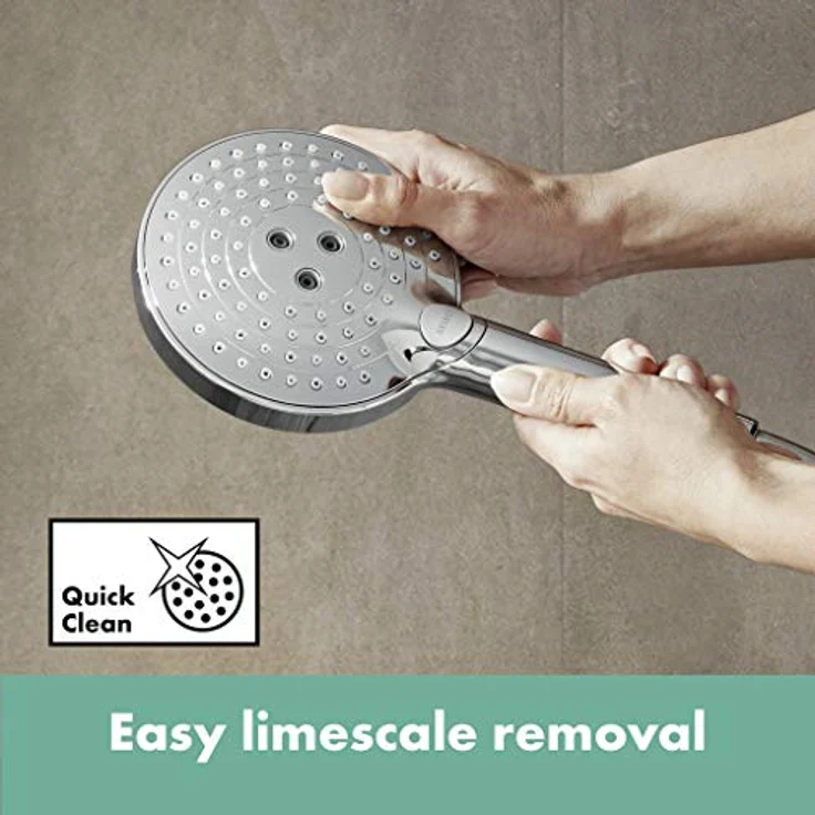 hansgrohe wassersparender Duschkopf Raindance Select S, Sparduschkopf, Duschbrause 120mm mit 3 Strahlarten inkl. PowderRain, Chrom – Bild 5