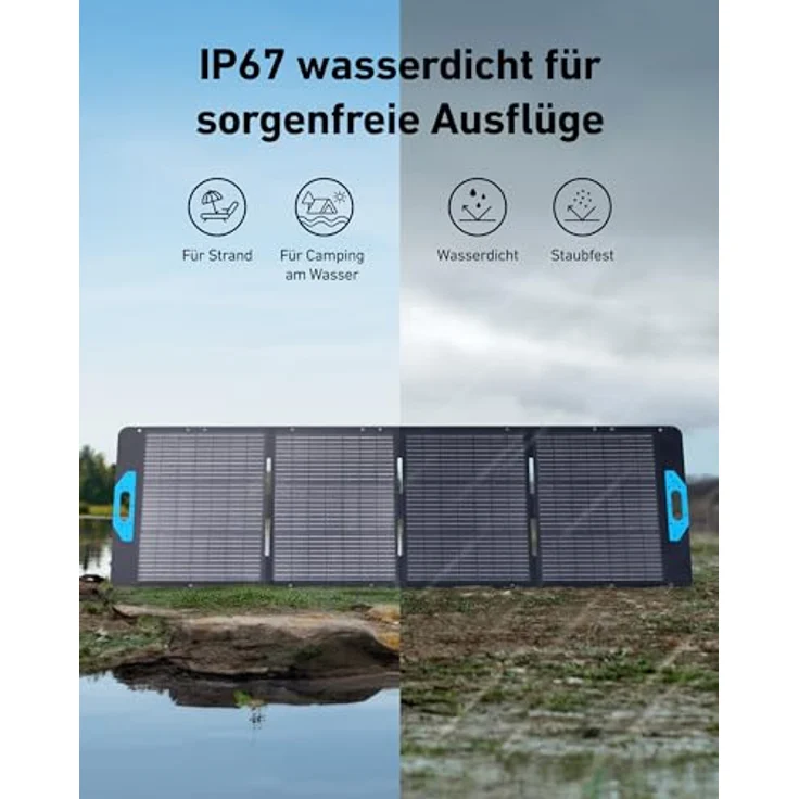 Anker SOLIX PS200 Solarpanel, 200W faltbares Solarladegerät, IP67 wasserdicht, 23% höhere Umwandlung & Effizienz, für Camping, Wohnmobil, Stromausfall – Bild 5