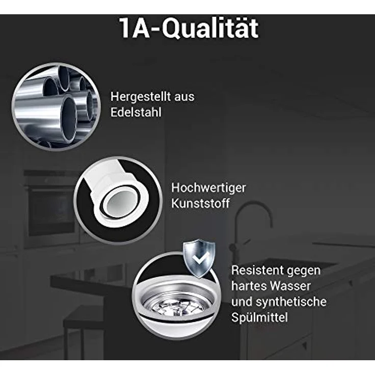 VIOKS Ablaufgarnitur Spüle mit Siebkorbventil 114mm & Abtropf-Überlauf für Spüle/Spüle Küche Ablaufgarnitur mit Sieb für Spülbecken – Bild 3