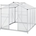 Juskys Aluminium Gewächshaus mit Fundament für Garten 4,75 qm 190 × 253 cm 1 Dachfenster und Schiebetür 4 mm Platten Juskys grau/silber Stahl