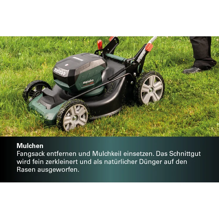 Metabo Akku Rasenmäher RM 36-18 LTX BL 46 (2x 18 Volt Li-Ion für große Flächen bis 800 m², Mulchfunktion, Schnittbreite: 46 cm, bürstenloser Motor) ohne Akku und Ladegerät, im Karton – Bild 6